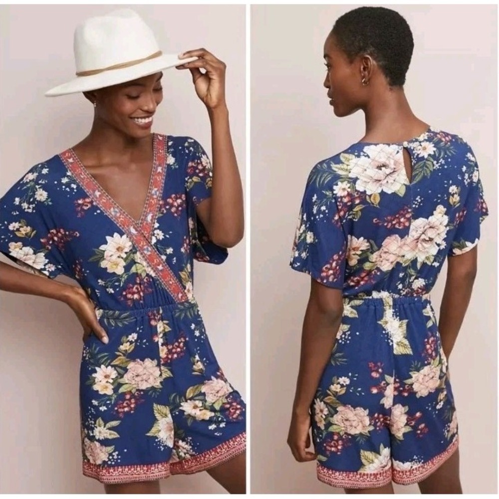 Farm Rio Anthropologie Estelle Floral One Piece Romper Woman S Boho Festival